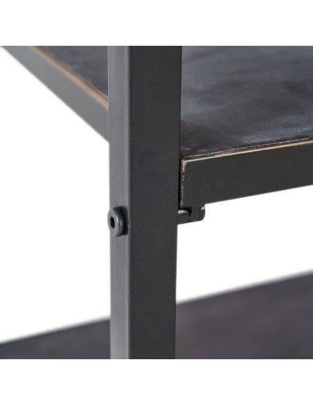 Console 2 tiroirs 2 étagères en Métal Noir Doré Effet rotin Brick - 7