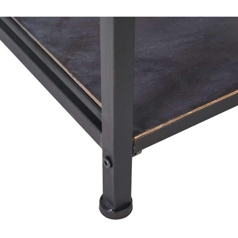 Console 2 tiroirs 2 étagères en Métal Noir Doré Effet rotin Brick - 8