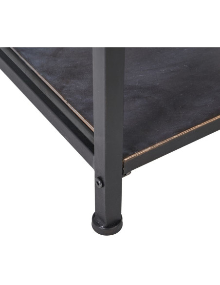 Console 2 tiroirs 2 étagères en Métal Noir Doré Effet rotin Brick - 8