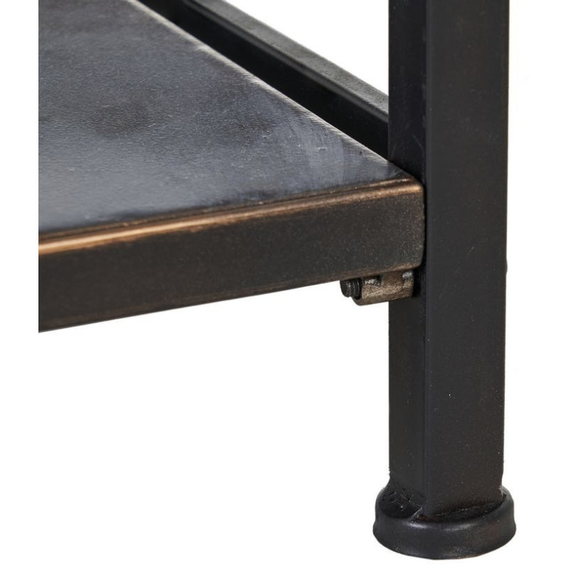 Console 2 tiroirs 2 étagères en Métal Noir Doré Effet rotin Brick - 9