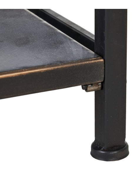 Console 2 tiroirs 2 étagères en Métal Noir Doré Effet rotin Brick - 9