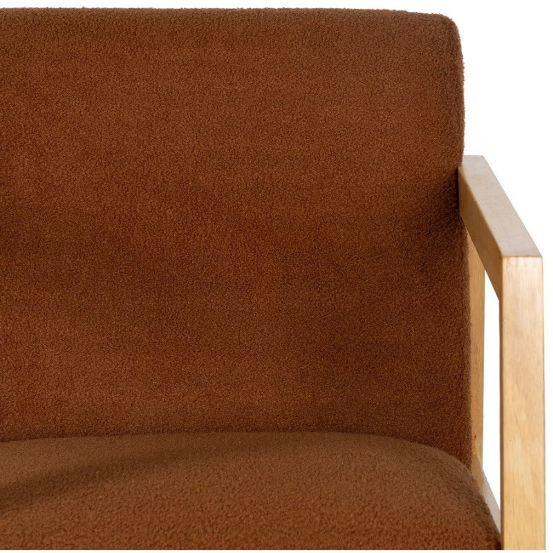 Fauteuil à bascule Rocking chair en Bois d'hévéa Naturel Polyester Marron Effet bouclette Milo - 4