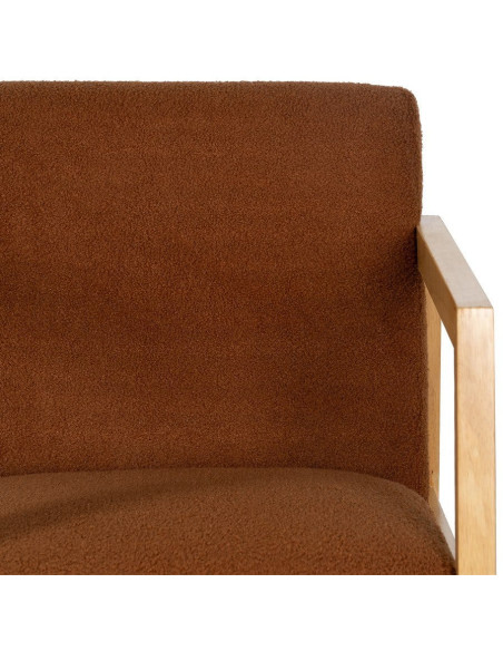 Fauteuil à bascule Rocking chair en Bois d'hévéa Naturel Polyester Marron Effet bouclette Milo - 4