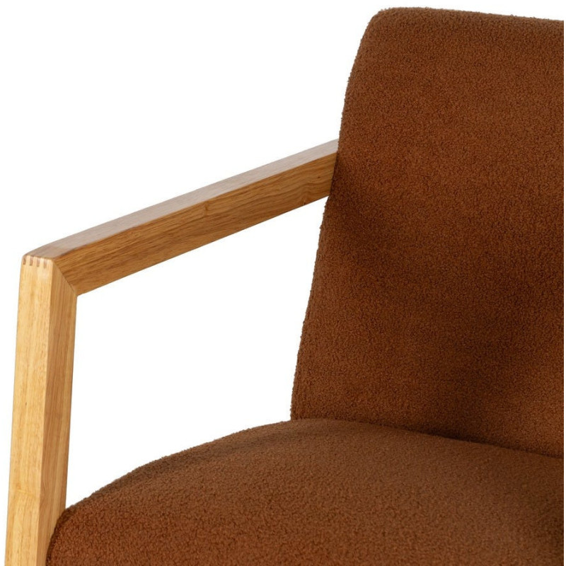 Fauteuil à bascule Rocking chair en Bois d'hévéa Naturel Polyester Marron Effet bouclette Milo - 5