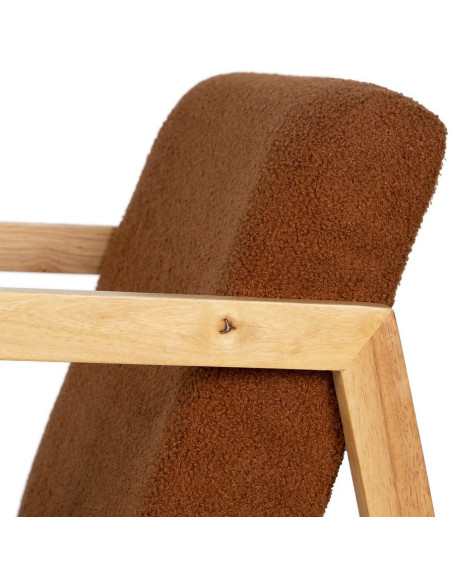 Fauteuil à bascule Rocking chair en Bois d'hévéa Naturel Polyester Marron Effet bouclette Milo - 6