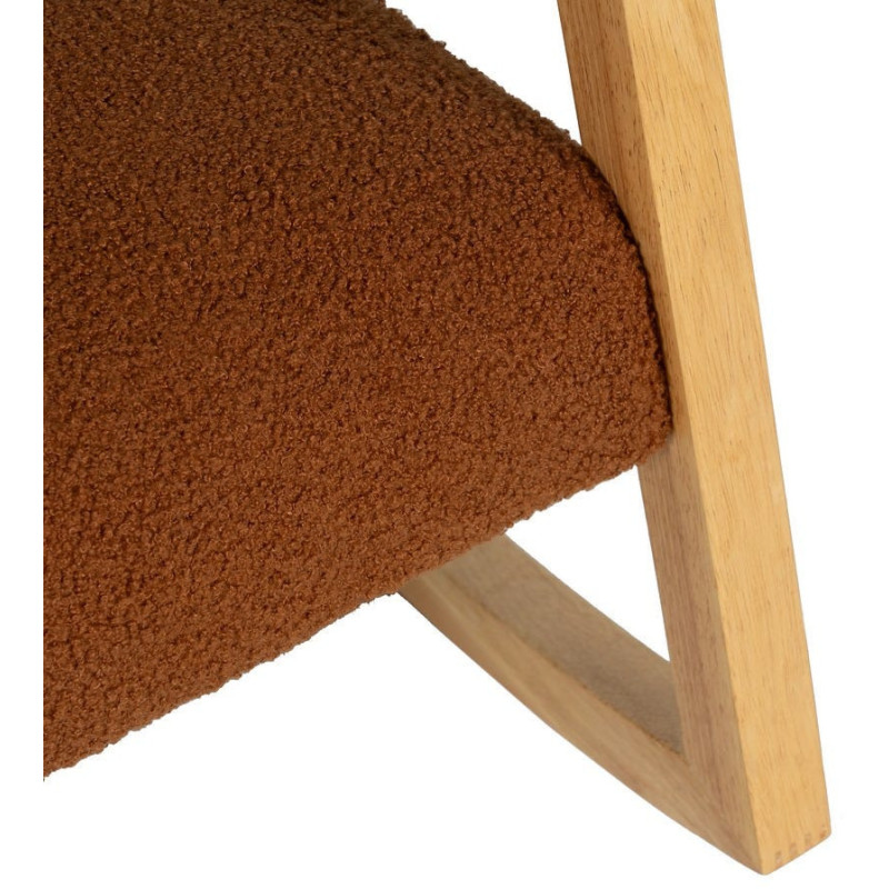 Fauteuil à bascule Rocking chair en Bois d'hévéa Naturel Polyester Marron Effet bouclette Milo - 7