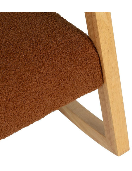 Fauteuil à bascule Rocking chair en Bois d'hévéa Naturel Polyester Marron Effet bouclette Milo - 7