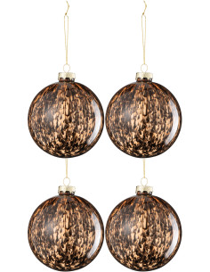 Boule de Noël en Verre Marron Noir motif Taches (Lot de 4) J-Line - 1