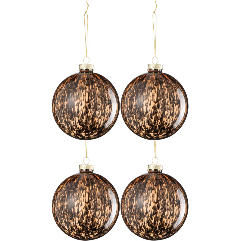 Boule de Noël en Verre Marron Noir motif Taches (Lot de 4) J-Line - 1