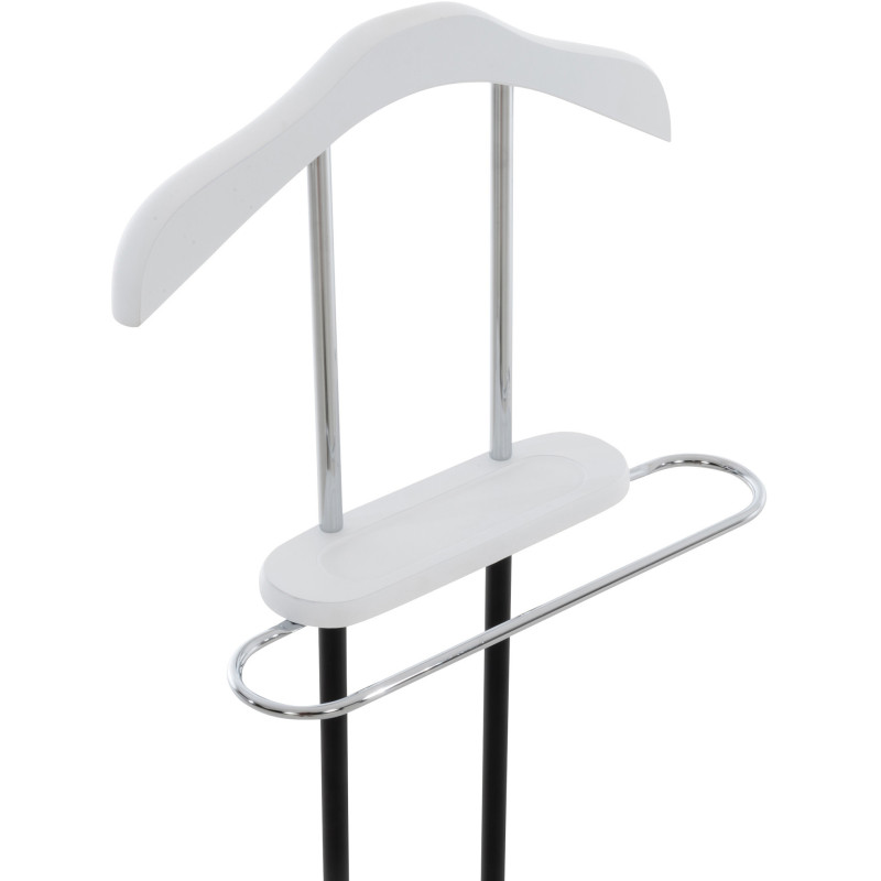 Valet de nuit porte vêtements moderne en Bois Blanc Métal Noir Chromé Sten - 5