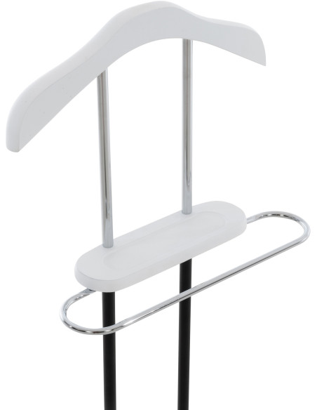 Valet de nuit porte vêtements moderne en Bois Blanc Métal Noir Chromé Sten - 5
