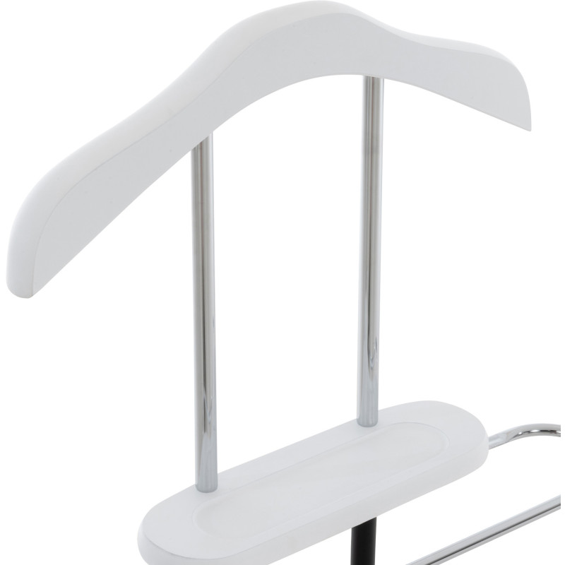 Valet de nuit porte vêtements moderne en Bois Blanc Métal Noir Chromé Sten - 6