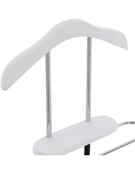 Valet de nuit porte vêtements moderne en Bois Blanc Métal Noir Chromé Sten - 6