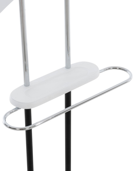 Valet de nuit porte vêtements moderne en Bois Blanc Métal Noir Chromé Sten - 7