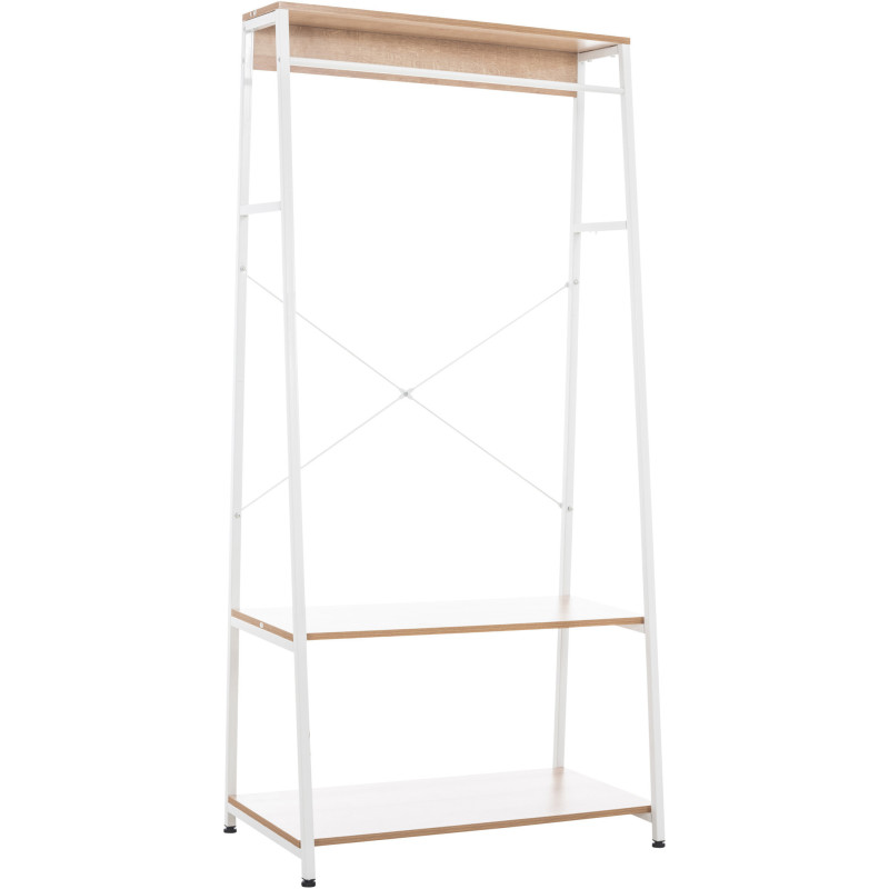 Porte vêtements moderne 2 étagères en Métal Blanc Bois Naturel Kerry - 1