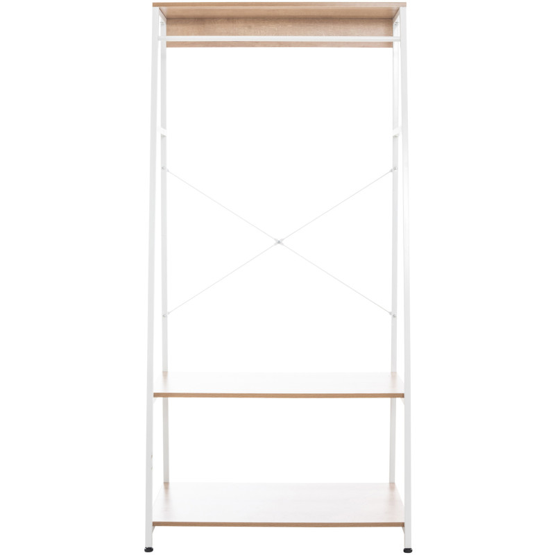 Porte vêtements moderne 2 étagères en Métal Blanc Bois Naturel Kerry - 3