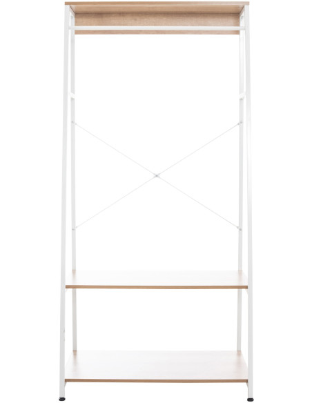 Porte vêtements moderne 2 étagères en Métal Blanc Bois Naturel Kerry - 3