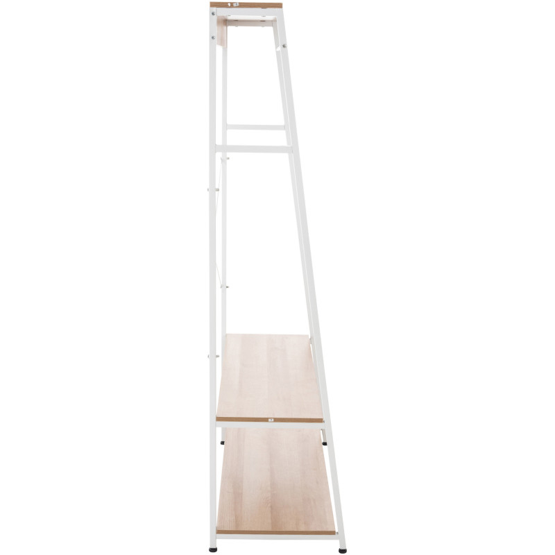 Porte vêtements moderne 2 étagères en Métal Blanc Bois Naturel Kerry - 4