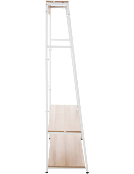 Porte vêtements moderne 2 étagères en Métal Blanc Bois Naturel Kerry - 4