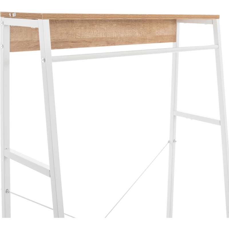 Porte vêtements moderne 2 étagères en Métal Blanc Bois Naturel Kerry - 5
