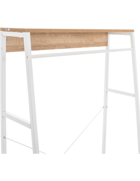 Porte vêtements moderne 2 étagères en Métal Blanc Bois Naturel Kerry - 5