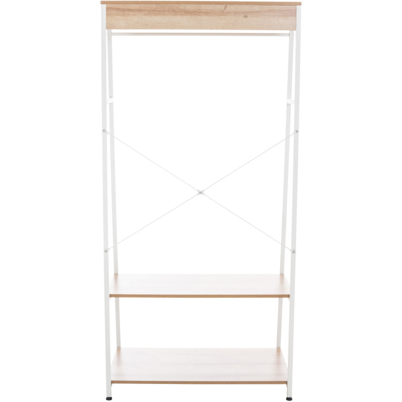 Porte vêtements moderne 2 étagères en Métal Blanc Bois Naturel Kerry - 6