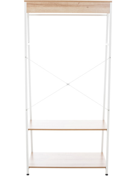 Porte vêtements moderne 2 étagères en Métal Blanc Bois Naturel Kerry - 6