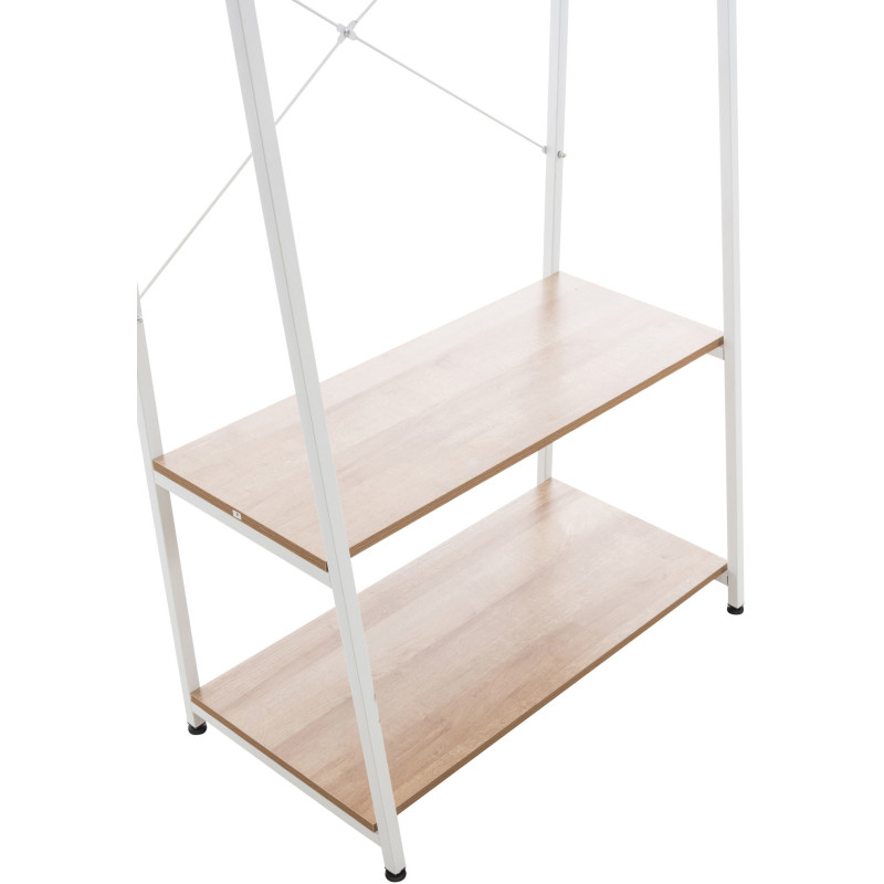 Porte vêtements moderne 2 étagères en Métal Blanc Bois Naturel Kerry - 7