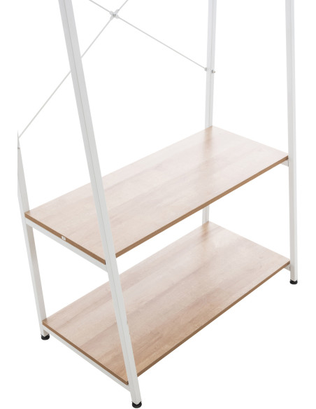 Porte vêtements moderne 2 étagères en Métal Blanc Bois Naturel Kerry - 7