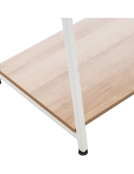 Porte vêtements moderne 2 étagères en Métal Blanc Bois Naturel Kerry - 8