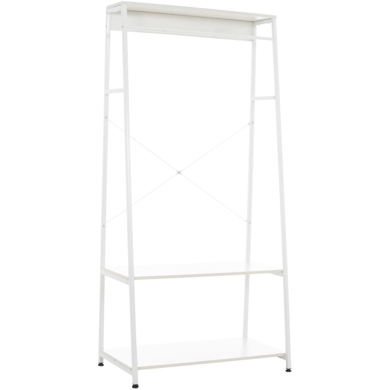 Porte vêtements moderne 2 étagères en Métal Bois Blanc Kerry - 1
