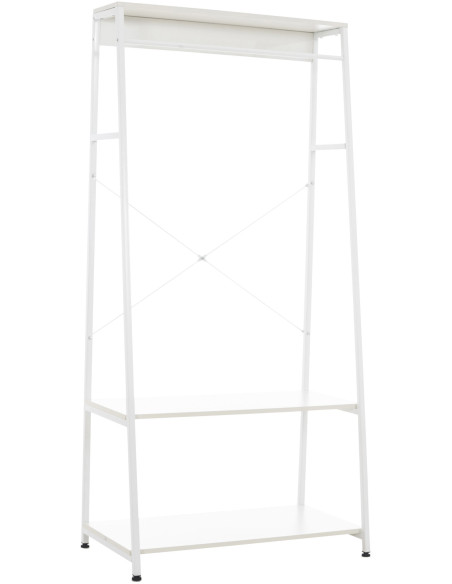 Porte vêtements moderne 2 étagères en Métal Bois Blanc Kerry - 1