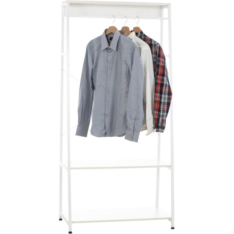 Porte vêtements moderne 2 étagères en Métal Bois Blanc Kerry - 2