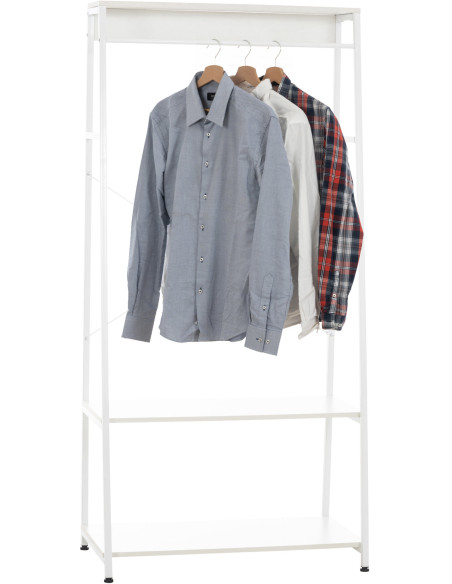 Porte vêtements moderne 2 étagères en Métal Bois Blanc Kerry - 2