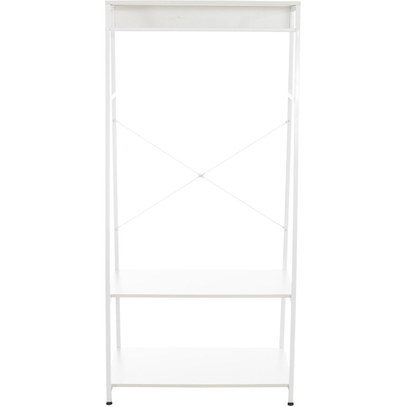 Porte vêtements moderne 2 étagères en Métal Bois Blanc Kerry - 3