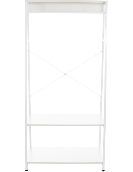 Porte vêtements moderne 2 étagères en Métal Bois Blanc Kerry - 3