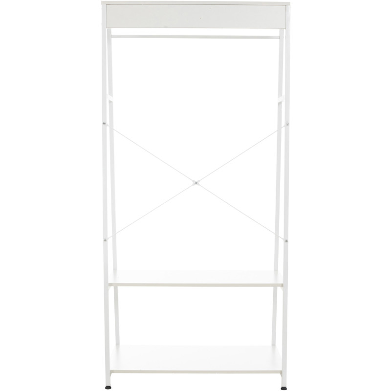 Porte vêtements moderne 2 étagères en Métal Bois Blanc Kerry - 4