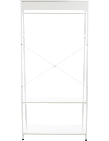 Porte vêtements moderne 2 étagères en Métal Bois Blanc Kerry - 4