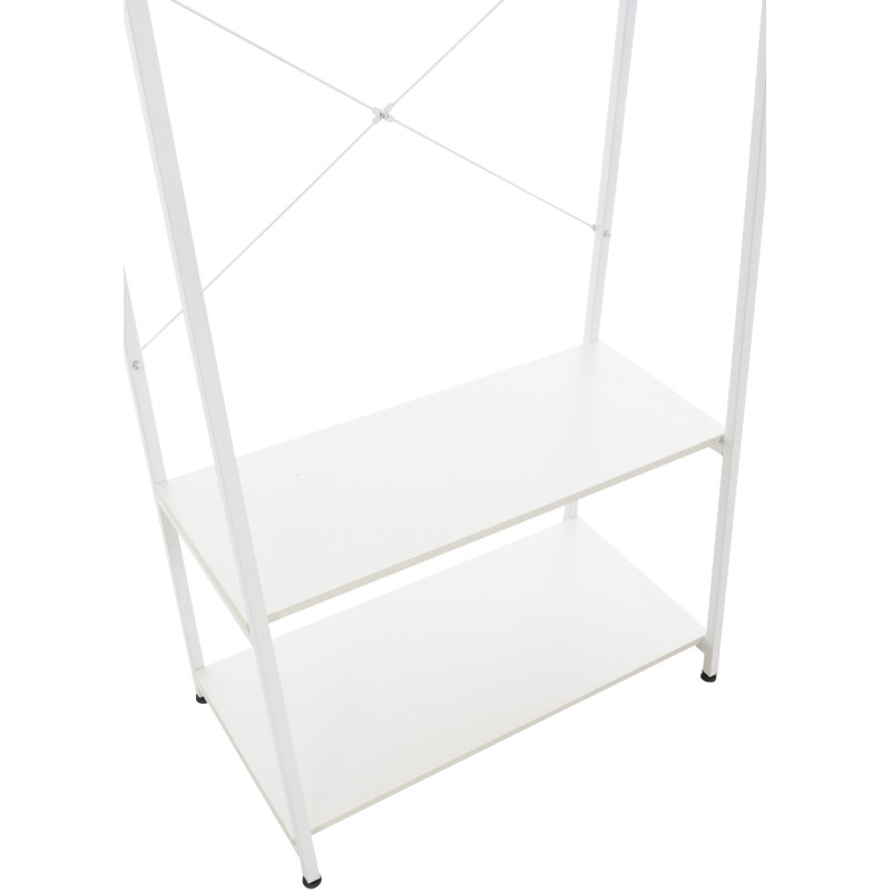 Porte vêtements moderne 2 étagères en Métal Bois Blanc Kerry - 7