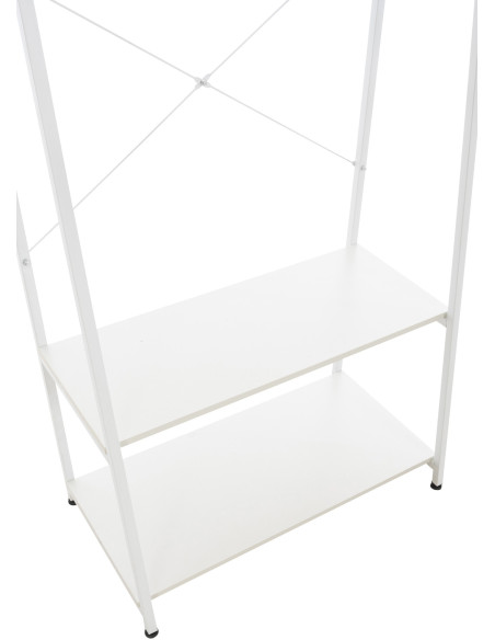 Porte vêtements moderne 2 étagères en Métal Bois Blanc Kerry - 7