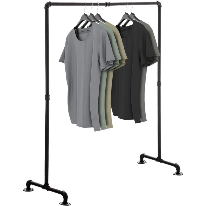 Porte vêtement design industriel 120 cm en Métal Noir Nick - 2