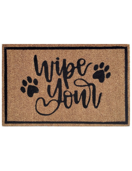 Paillasson extérieur Rectangulaire 60x40 en Fibre de coco Naturel Noir Latex antidérapant Wipe Your - 1