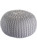 Pouf extérieur imperméable Tricot Rond 55 cm en Plastique recyclé Gris Lulu