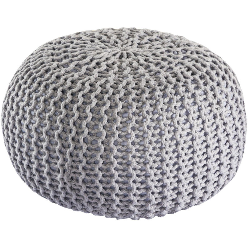 Pouf extérieur imperméable Tricot Rond 55 cm en Plastique recyclé Gris Lulu - 1