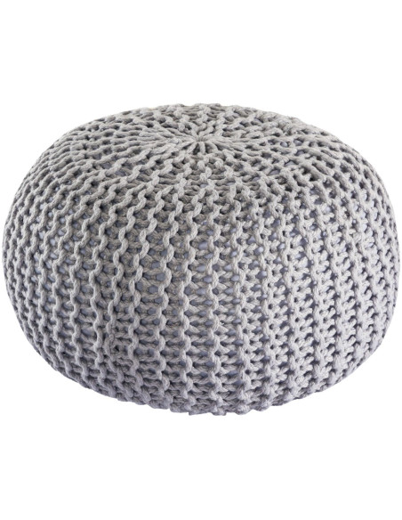 Pouf extérieur imperméable Tricot Rond 55 cm en Plastique recyclé Gris Lulu - 1