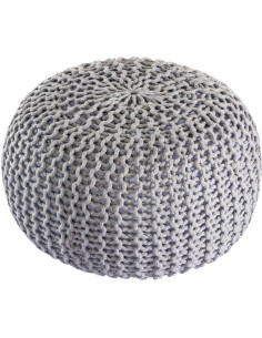 Pouf extérieur imperméable Tricot Rond 55 cm en Plastique recyclé Gris Lulu - 2