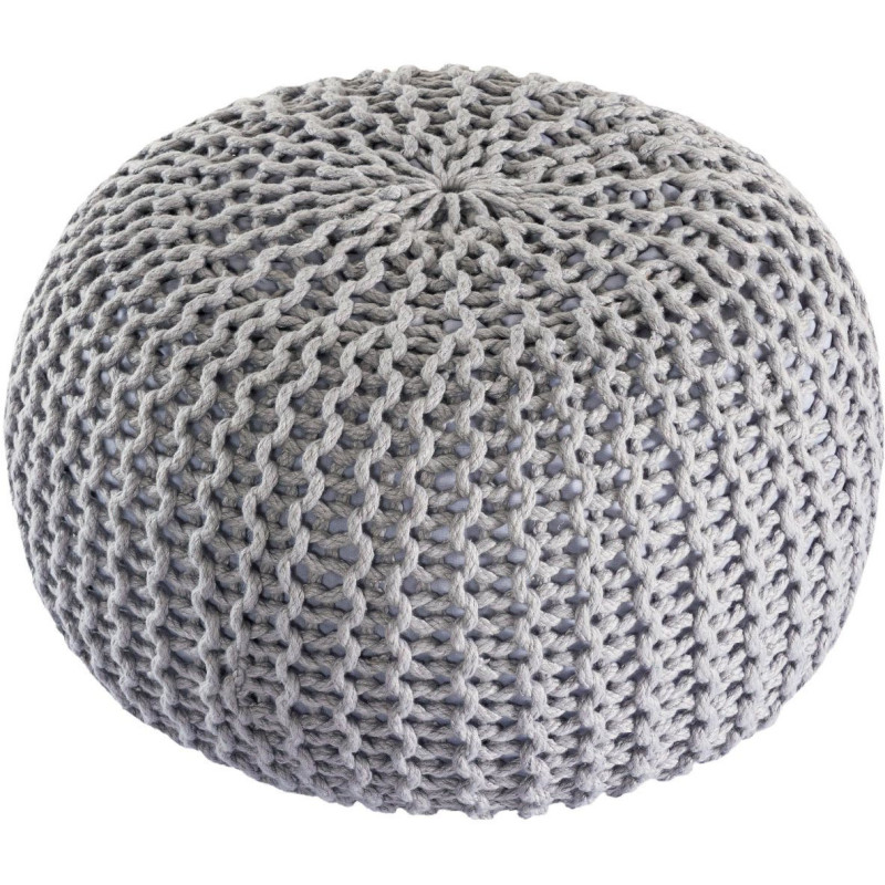 Pouf extérieur imperméable Tricot Rond 55 cm en Plastique recyclé Gris Lulu - 2