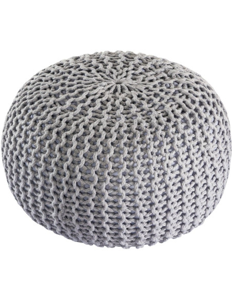 Pouf extérieur imperméable Tricot Rond 55 cm en Plastique recyclé Gris Lulu - 2