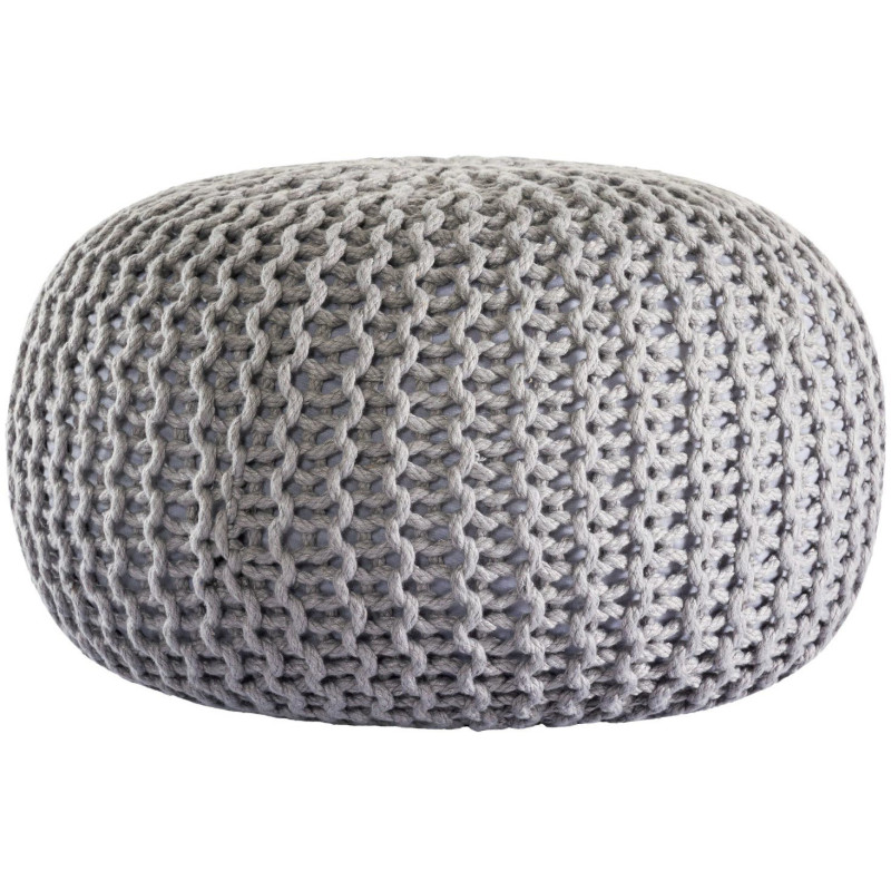 Pouf extérieur imperméable Tricot Rond 55 cm en Plastique recyclé Gris Lulu - 3