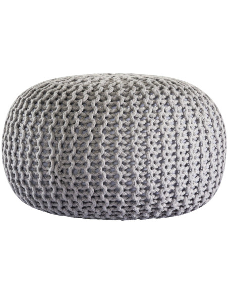 Pouf extérieur imperméable Tricot Rond 55 cm en Plastique recyclé Gris Lulu - 3